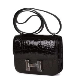 Hermès Hermes Constance 18 Black Shiny Alligator Palladium Tiger's Eye Hardware -Online Bag Store H FBSLG 230224 1 AQZ 03