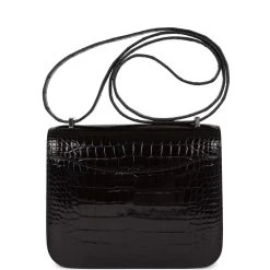Hermès Hermes Constance 18 Black Shiny Alligator Palladium Tiger's Eye Hardware -Online Bag Store H FBSLG 230224 1 AQZ 05