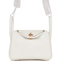 Hermès Hermes Mini Lindy White Swift Gold Hardware