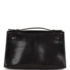 Hermès Hermes Kelly Pochette Black Lizard Ruthenium Hardware 13 Hermès Hermes Kelly Pochette Black Lizard Ruthenium Hardware -Online Bag Store H FBSLG 230317 HW 05