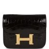 Hermès Hermes Constance Slim Wallet Shiny Black Alligator Gold Hardware