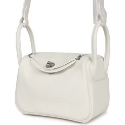 Hermès Hermes Mini Lindy White Swift Palladium Hardware 15 Hermès Hermes Mini Lindy White Swift Palladium Hardware -Online Bag Store H FBSLG 230502 1 KL 06