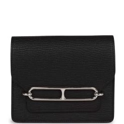 Hermès Hermes Roulis Slim Wallet Black Chevre Mysore Palladium Hardware