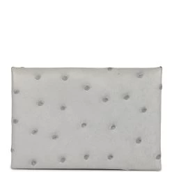 Hermès Hermes Calvi Card Holder Gris Perle Ostrich Palladium Hardware