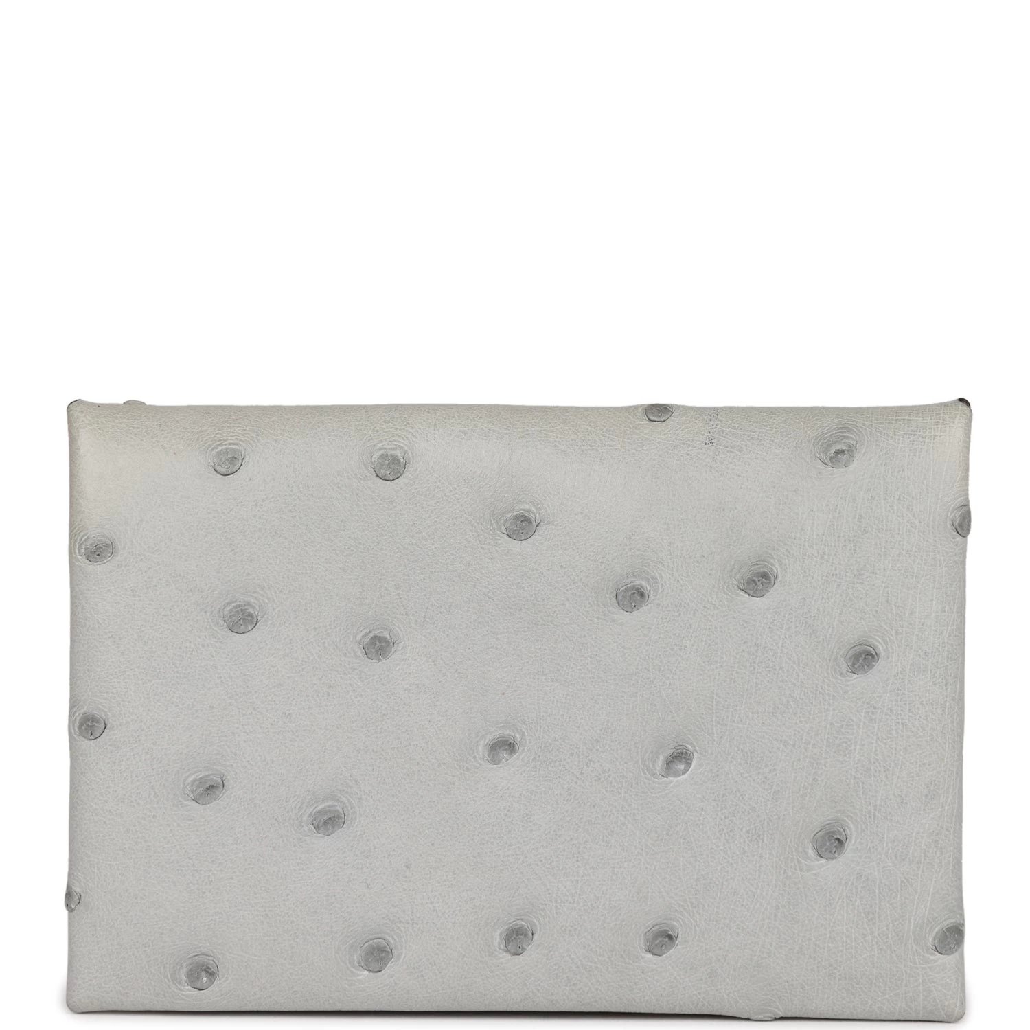 Hermès Hermes Calvi Card Holder Gris Perle Ostrich Palladium Hardware 3 Hermès Hermes Calvi Card Holder Gris Perle Ostrich Palladium Hardware