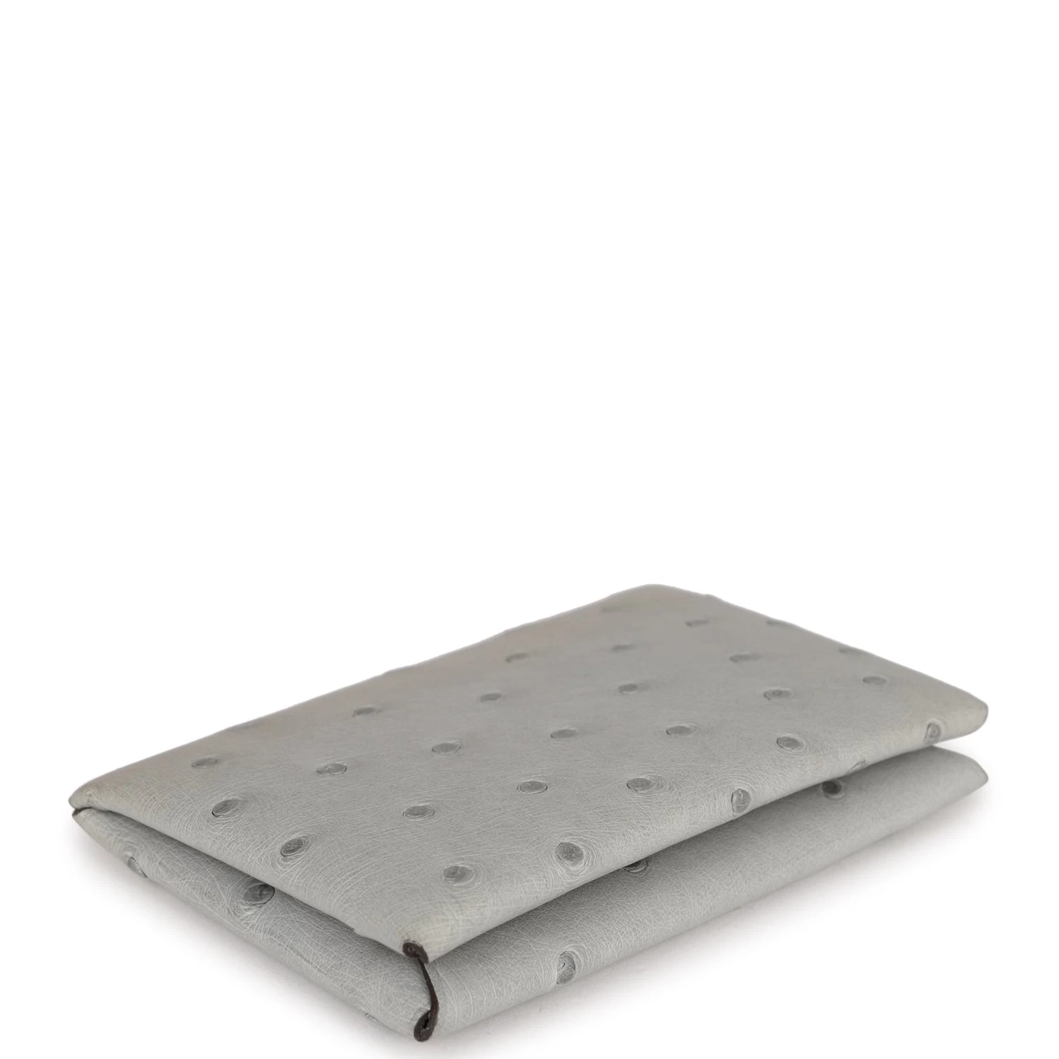 Hermès Hermes Calvi Card Holder Gris Perle Ostrich Palladium Hardware 8 Hermès Hermes Calvi Card Holder Gris Perle Ostrich Palladium Hardware - Image 6