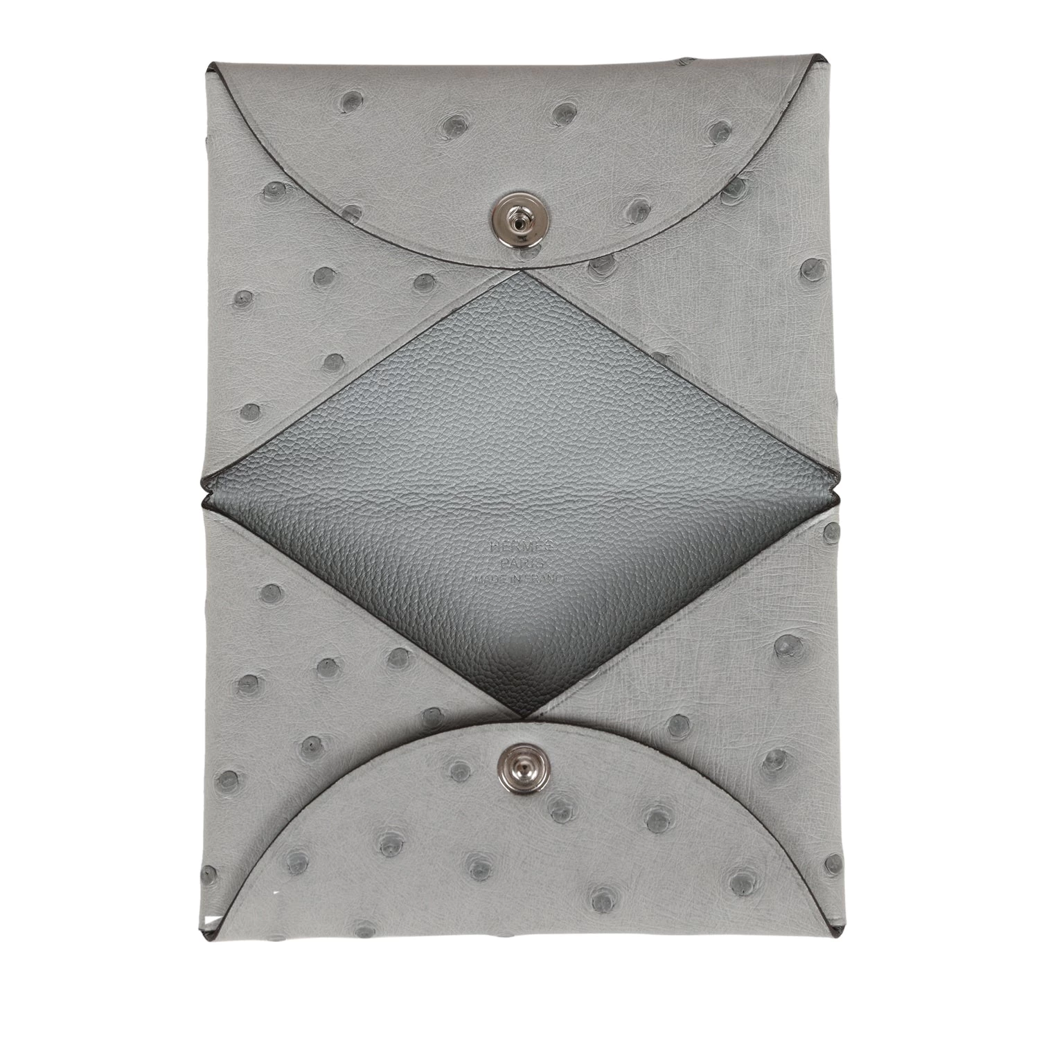 Hermès Hermes Calvi Card Holder Gris Perle Ostrich Palladium Hardware 9 Hermès Hermes Calvi Card Holder Gris Perle Ostrich Palladium Hardware - Image 7