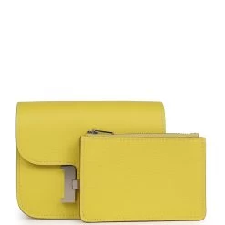 Hermès Hermes Constance Slim Wallet Lime Evercolor Palladium Hardware 16 Hermès Hermes Constance Slim Wallet Lime Evercolor Palladium Hardware -Online Bag Store H FBSLG 230728 1 RT 10