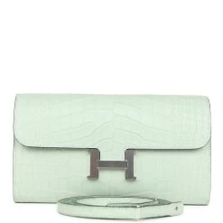 Hermès Hermes Constance Wallet To Go Vert D'eau Matte Alligator Palladium Hardware