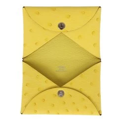 Hermès Hermes Calvi Card Holder Jaune Citron Ostrich Palladium Hardware -Online Bag Store H FBSLG 230825 1 07