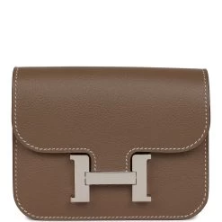 Hermès Hermes Constance Slim Wallet Etoupe Evercolor Palladium Hardware