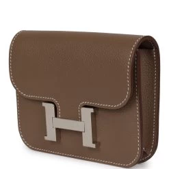 Hermès Hermes Constance Slim Wallet Etoupe Evercolor Palladium Hardware -Online Bag Store H FBSLG 230828 2 03