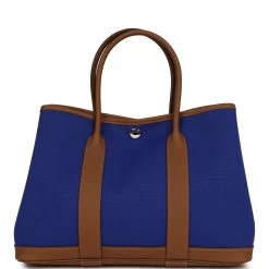 Hermès Hermes Garden Party 30 Bleu Electric Toile And Alezan Negonda Palladium Hardware -Online Bag Store H FBSLG 230913 4 WL 05