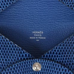 Hermès Hermes Calvi Cardholder Bleu Saphir Varanus Niloticus Lizard Palladium Hardware -Online Bag Store H FBSLG 230919 1 08
