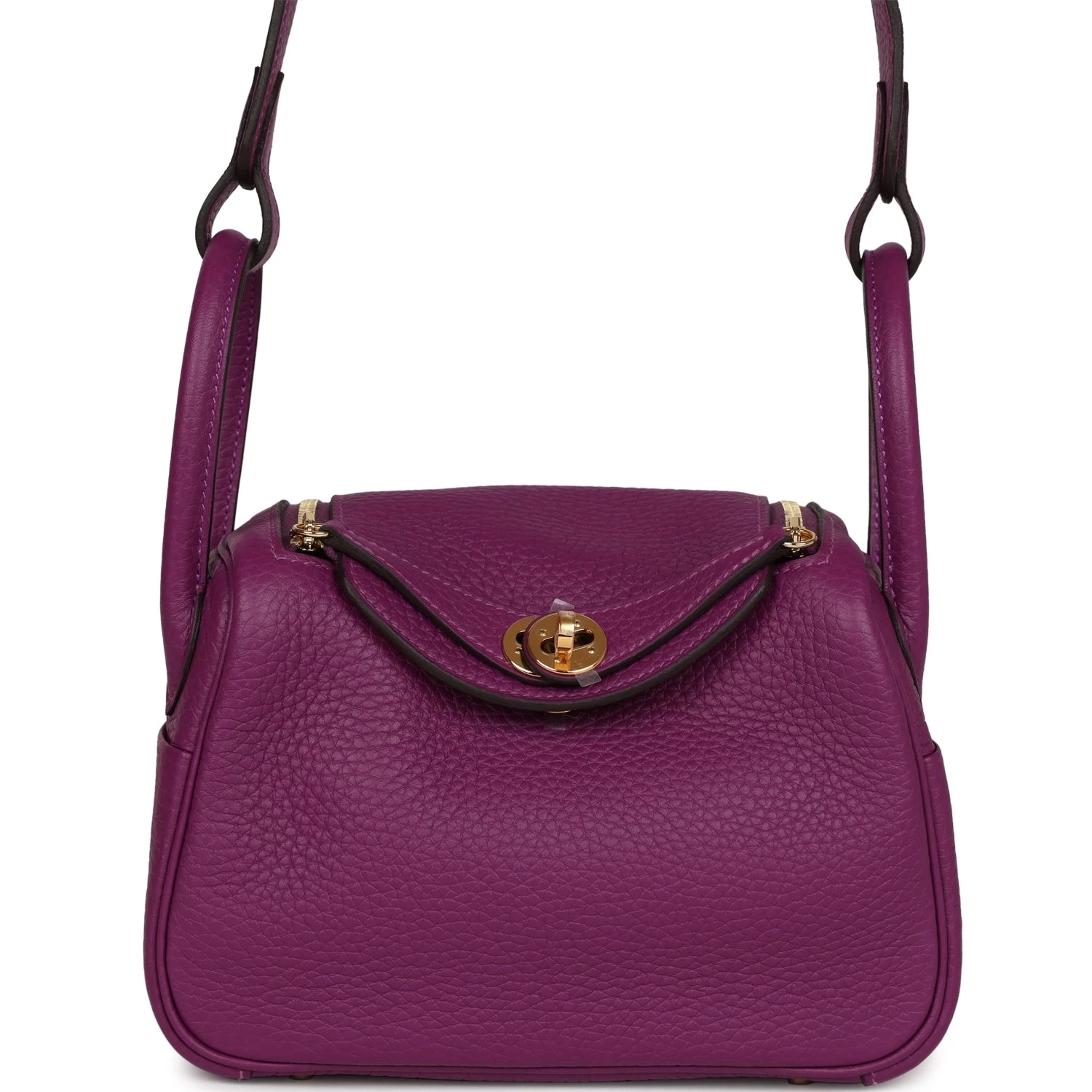 Hermès Hermes Mini Lindy Anemone Clemence Gold Hardware 3 Hermès Hermes Mini Lindy Anemone Clemence Gold Hardware