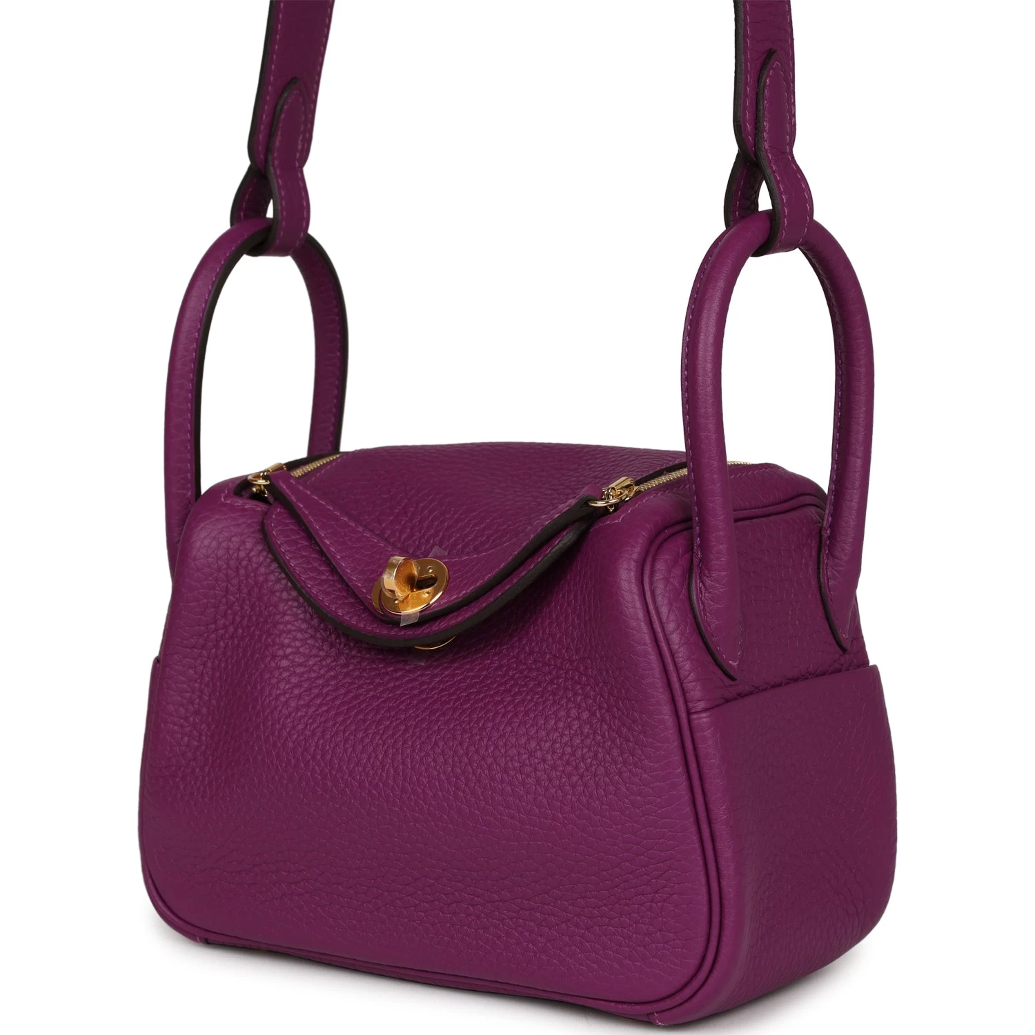 Hermès Hermes Mini Lindy Anemone Clemence Gold Hardware 5 Hermès Hermes Mini Lindy Anemone Clemence Gold Hardware - Image 3