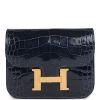 Hermès Hermes Constance Slim Wallet Bleu Abysse Shiny Alligator Gold Hardware -Online Bag Store H FBSLG 231030 3 BS 01
