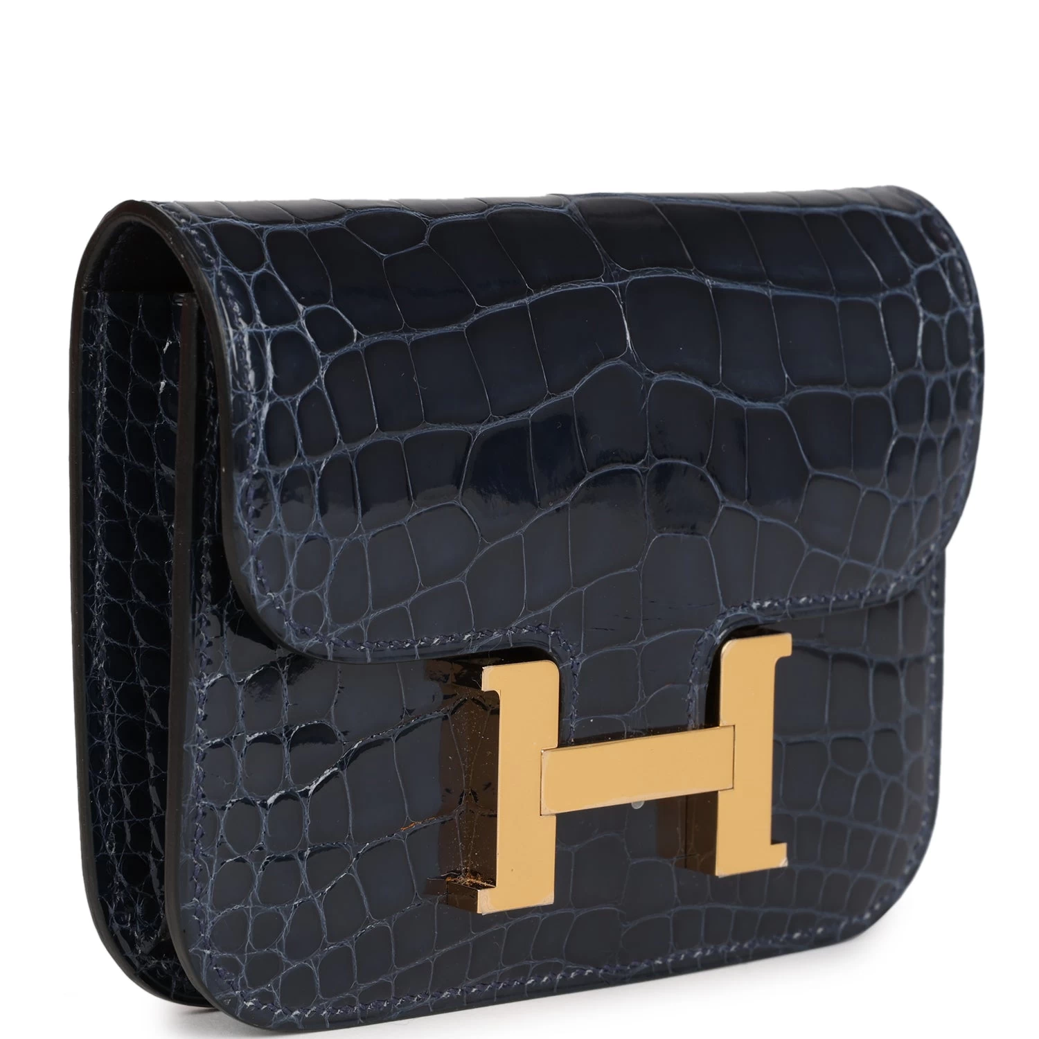 Hermès Hermes Constance Slim Wallet Bleu Abysse Shiny Alligator Gold Hardware 4 Hermès Hermes Constance Slim Wallet Bleu Abysse Shiny Alligator Gold Hardware - Image 2
