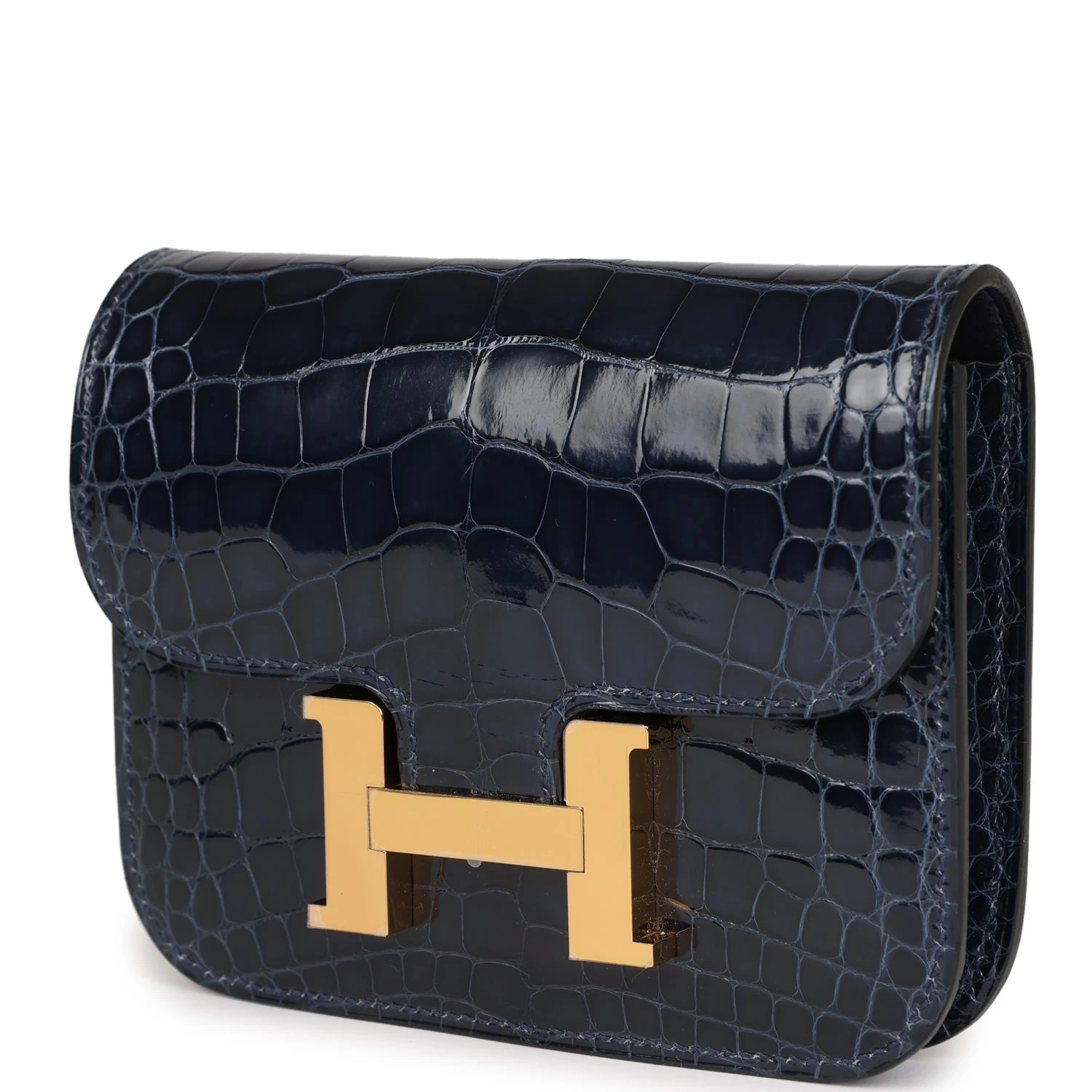 Hermès Hermes Constance Slim Wallet Bleu Abysse Shiny Alligator Gold Hardware 7 Hermès Hermes Constance Slim Wallet Bleu Abysse Shiny Alligator Gold Hardware - Image 5