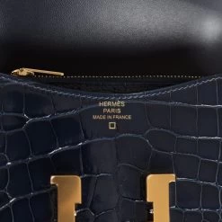 Hermès Hermes Constance Slim Wallet Bleu Abysse Shiny Alligator Gold Hardware 18 Hermès Hermes Constance Slim Wallet Bleu Abysse Shiny Alligator Gold Hardware -Online Bag Store H FBSLG 231030 3 BS 07