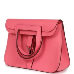 Hermès Hermes Mini Halzan Rose Azalee Swift Palladium Hardware 15 Hermès Hermes Mini Halzan Rose Azalee Swift Palladium Hardware -Online Bag Store H FBSLG 231101 1 VL 03