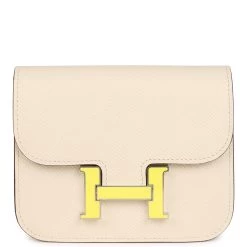 Hermès Hermes Constance Slim Wallet Craie Epsom Lime Enamel Palladium Hardware