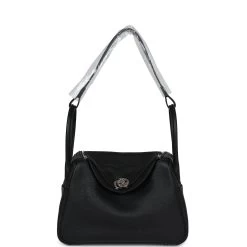Hermès Hermes Lindy 26 Black Clemence Palladium Hardware 17 Hermès Hermes Lindy 26 Black Clemence Palladium Hardware -Online Bag Store H FBSLG 231128 3 TC 01