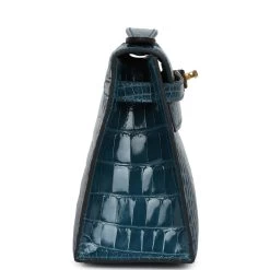 Hermès Hermes Kelly Pochette Vert Bosphore Shiny Alligator Gold Hardware 12 Hermès Hermes Kelly Pochette Vert Bosphore Shiny Alligator Gold Hardware -Online Bag Store H FBSLG 231204 7 PK 04