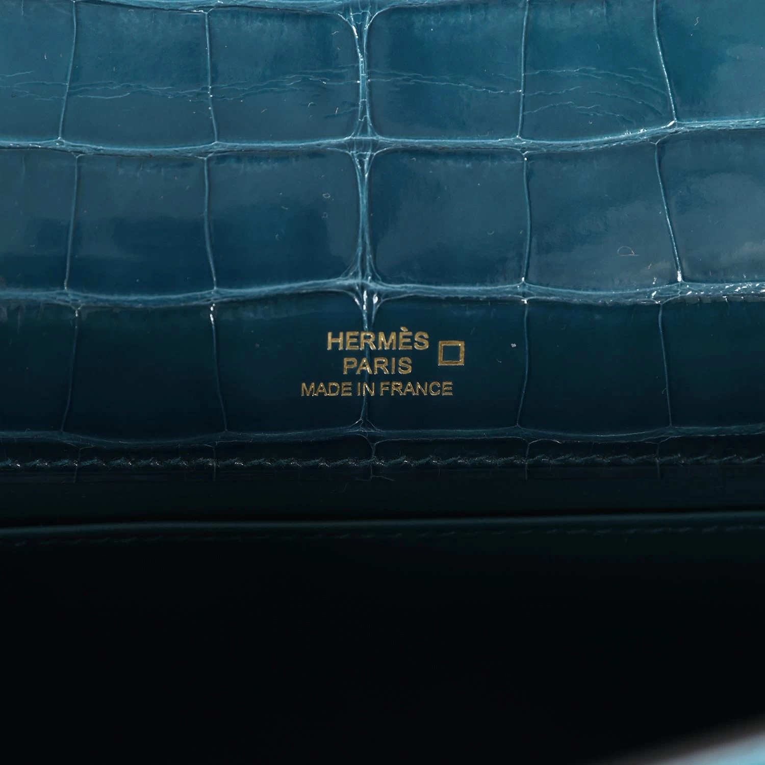 Hermès Hermes Kelly Pochette Vert Bosphore Shiny Alligator Gold Hardware 9 Hermès Hermes Kelly Pochette Vert Bosphore Shiny Alligator Gold Hardware - Image 7