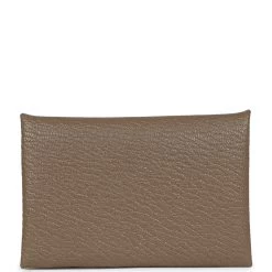 Hermès Hermes Calvi Card Holder Etoupe Chevre Palladium Hardware 13 Hermès Hermes Calvi Card Holder Etoupe Chevre Palladium Hardware -Online Bag Store H FBSLG 231211 2 05