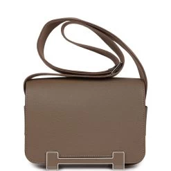 Hermès Hermes Geta Etoupe Chevre Palladium Hardware