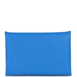 Hermès Hermes Calvi Card Holder Bleu Hydra Chevre Palladium Hardware