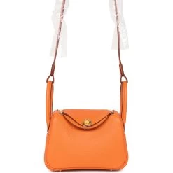 Hermès Hermes Mini Lindy Orange Clemence Gold Hardware