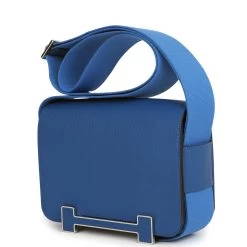 Hermès Hermes Geta Bag Bleu France Chevre Palladium Hardware -Online Bag Store H FBSLG 231227 3 10