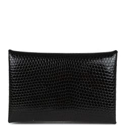 Hermès Hermes Calvi Cardholder Black Shiny Varanus Niloticus Lizard Palladium Hardware -Online Bag Store H FBSLG 240109 1 05
