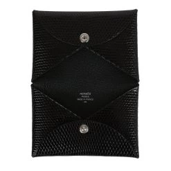 Hermès Hermes Calvi Cardholder Black Shiny Varanus Niloticus Lizard Palladium Hardware -Online Bag Store H FBSLG 240109 1 07