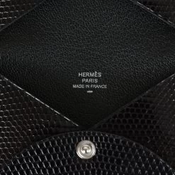 Hermès Hermes Calvi Cardholder Black Shiny Varanus Niloticus Lizard Palladium Hardware -Online Bag Store H FBSLG 240109 1 08