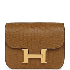 Hermès Hermes Constance Slim Wallet Kraft Matte Alligator Gold Hardware