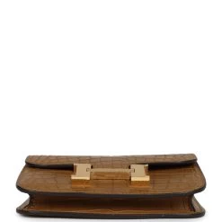 Hermès Hermes Constance Slim Wallet Kraft Matte Alligator Gold Hardware -Online Bag Store H FBSLG 240117 2 DG 06