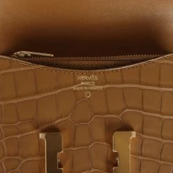 Hermès Hermes Constance Slim Wallet Kraft Matte Alligator Gold Hardware -Online Bag Store H FBSLG 240117 2 DG 08