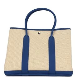 Hermès Hermes Garden Party 36 Bleu France Negonda And Ecru Canvas Palladium Hardware