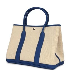 Hermès Hermes Garden Party 36 Bleu France Negonda And Ecru Canvas Palladium Hardware -Online Bag Store H FBSLG 240122 1 CC 03