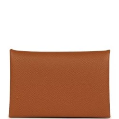 Hermès Hermes Calvi Card Holder Gold Epsom Palladium Hardware