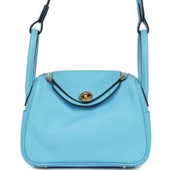 Hermès Hermes Mini Lindy Celeste Swift Gold Hardware