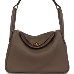 Hermès Hermes Lindy 30 Etoupe Clemence Gold Hardware