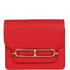 Hermès Hermes Roulis Slim Wallet Rouge De Coeur Chevre Gold Hardware