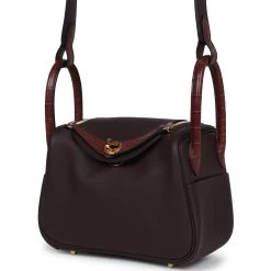 Hermès Hermes Mini Lindy Rouge Sellier Swift And Matte Alligator Touch Gold Hardware -Online Bag Store H FBSLG 240305 1 YL 03