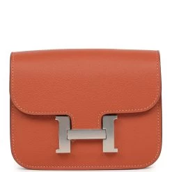 Hermès Hermes Constance Slim Wallet Brique Evercolor Palladium Hardware
