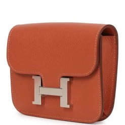 Hermès Hermes Constance Slim Wallet Brique Evercolor Palladium Hardware -Online Bag Store H FBSLG230808 2 JH 03
