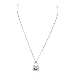 Hermès Hermes Amulettes Constance Pendant Necklace 18K Rose Gold & Diamonds Rose Gold Hardware